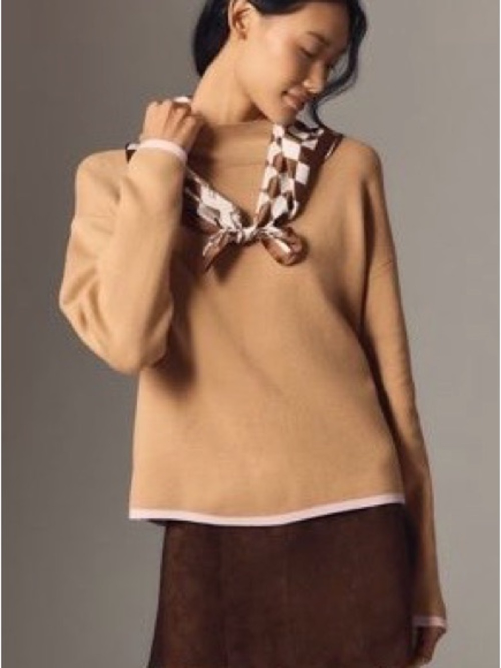 Women's Camel Crewneck Sweater by Anthropologie